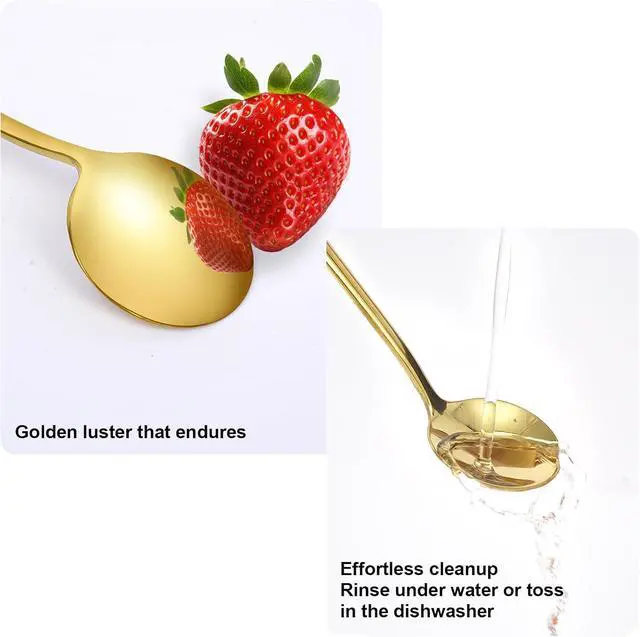 Alt view image 4 of 7 - 8PCS 6.7Inches Gold Coffee Spoons for Coffee Bar Coffee Station, Gold Long Handle Stirring Spoon for Coffee, Ice Tea, 304 Stainless Steel Espresso Spoons