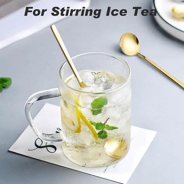 Alt view image 6 of 7 - 8PCS 6.7Inches Gold Coffee Spoons for Coffee Bar Coffee Station, Gold Long Handle Stirring Spoon for Coffee, Ice Tea, 304 Stainless Steel Espresso Spoons