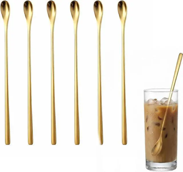 Main image of Gold Coffee Stirring Spoons, 7.5 in Stainless Steel, Set of 6