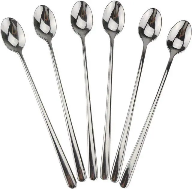 Main image of 9" Iced Tea Spoons, DEALIGHT 6-Piece Heavy-Duty Long Handled Teaspoons