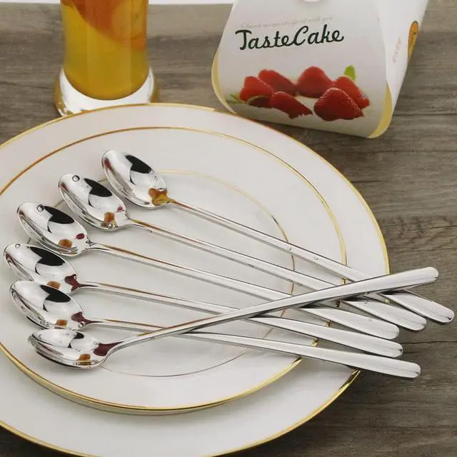 Alt view image 2 of 7 - 9" Iced Tea Spoons, DEALIGHT 6-Piece Heavy-Duty Long Handled Teaspoons