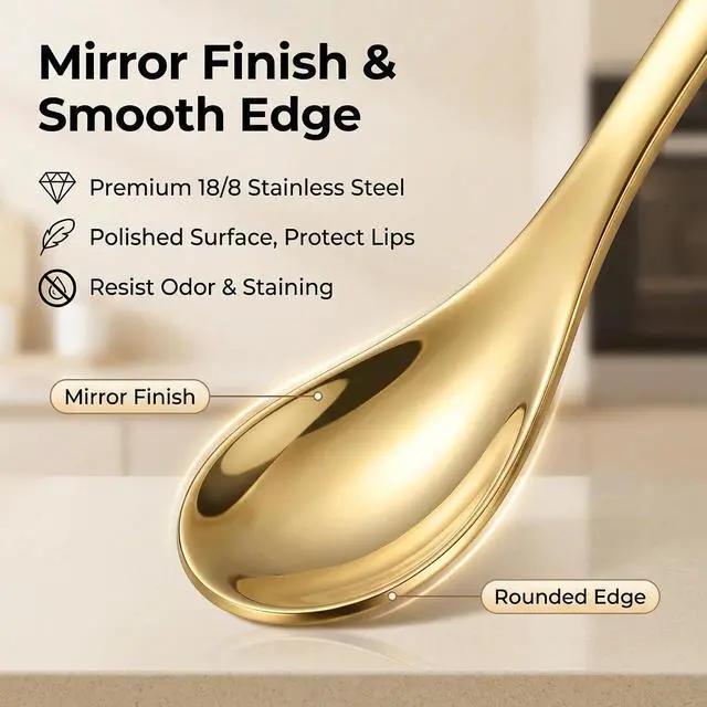 Alt view image 4 of 7 - Gold Coffee Stirring Spoons, 7.5 in Stainless Steel, Set of 6