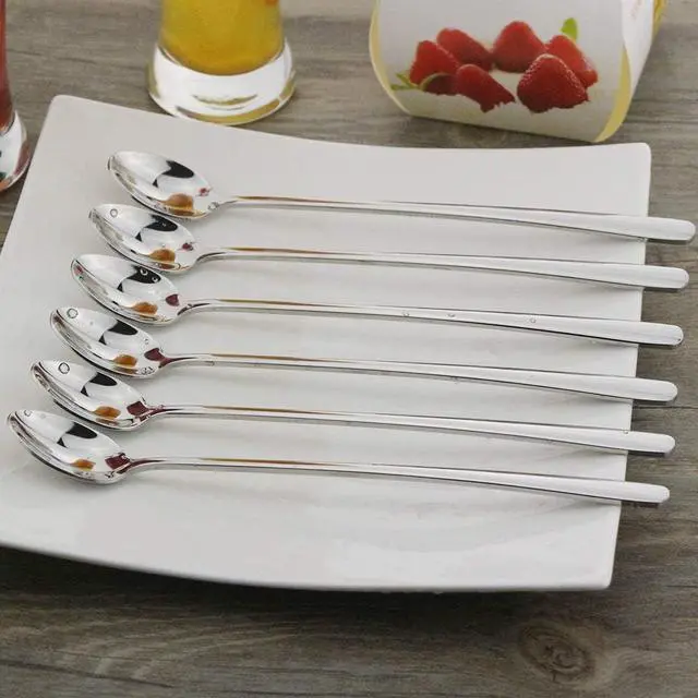 Alt view image 3 of 7 - 9" Iced Tea Spoons, DEALIGHT 6-Piece Heavy-Duty Long Handled Teaspoons