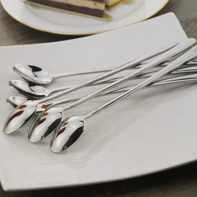 Alt view image 4 of 7 - 9" Iced Tea Spoons, DEALIGHT 6-Piece Heavy-Duty Long Handled Teaspoons