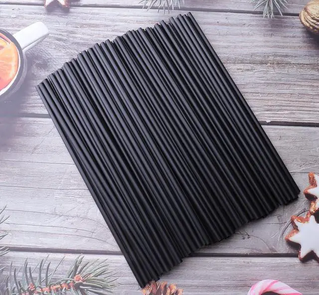 Alt view image 2 of 5 - Sowaka 100 Pcs Plastic Straws Disposable Black Hot Drinking Coffee Stirrers for Chocolate Tea Cup Cocktail Party Supplies Favors Home Bar Water Cold Drink Accessories (7.87 inch/20 cm)