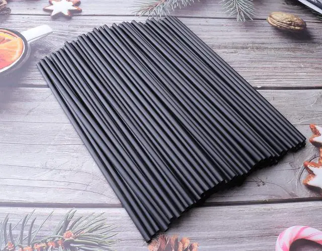 Alt view image 3 of 5 - Sowaka 100 Pcs Plastic Straws Disposable Black Hot Drinking Coffee Stirrers for Chocolate Tea Cup Cocktail Party Supplies Favors Home Bar Water Cold Drink Accessories (7.87 inch/20 cm)