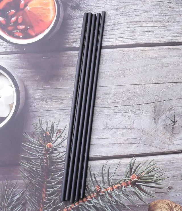 Alt view image 4 of 5 - Sowaka 100 Pcs Plastic Straws Disposable Black Hot Drinking Coffee Stirrers for Chocolate Tea Cup Cocktail Party Supplies Favors Home Bar Water Cold Drink Accessories (7.87 inch/20 cm)