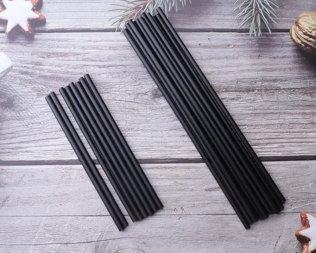 Alt view image 5 of 5 - Sowaka 100 Pcs Plastic Straws Disposable Black Hot Drinking Coffee Stirrers for Chocolate Tea Cup Cocktail Party Supplies Favors Home Bar Water Cold Drink Accessories (7.87 inch/20 cm)