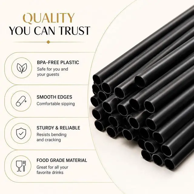 Alt view image 3 of 7 - Haundry 500 Count 5" Black Short Cocktail Straws, 6mm Disposable Plastic Stir Sticks for Lowball Glasses, Whiskey, Margarita, Iced Coffee, Bars & Parties