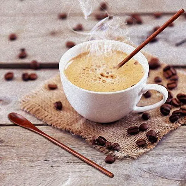 Alt view image 6 of 6 - Patelai 10 Pieces Wooden Coffee Spoons Long Handle Mixing Wooden Spoon Handmade Stirring Teaspoon for Kitchen Stirring