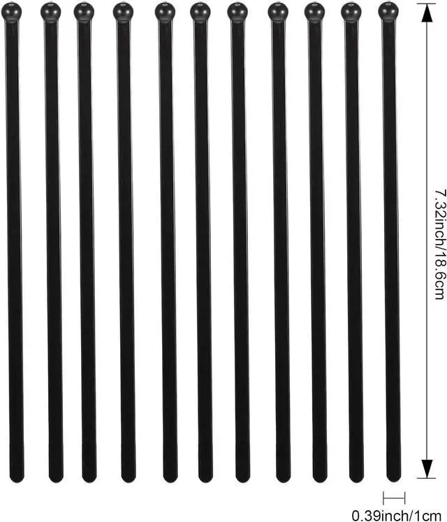 Alt view image 2 of 6 - 100 Pieces Ball Head Stirrer Disposible Plastic Round Top Crystal Swizzle Sticks, Crystal Cake Pops, Cocktail Coffee Drink Stirrers, Black