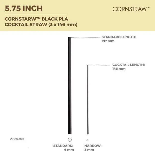 Alt view image 5 of 7 - 5 inch Black PLA Short Cocktail Straws & Coffee Stirrers,Plastic-Free,500PK