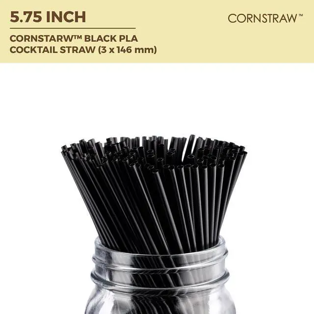 Alt view image 7 of 7 - 5 inch Black PLA Short Cocktail Straws & Coffee Stirrers,Plastic-Free,500PK