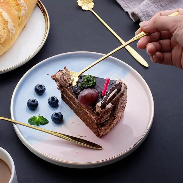 Alt view image 6 of 7 - 7-Inch 4 Pcs Flower Spoon Coffee Teaspoon Set, Drink Stirring Spoon for Dessert, Coffee, Ice Cream, Tea (Gold)