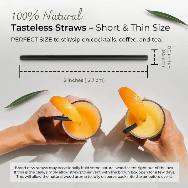 Alt view image 4 of 7 - EcoPreps 5 Short Biodegradable Bamboo Fiber Cocktail & Coffee Stir Straws
