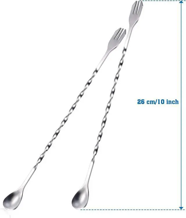 Alt view image 2 of 7 - Boao 8 Pcs 10 Inch Long Bar Spoon, Cocktail Mixing Stirrers, Silver