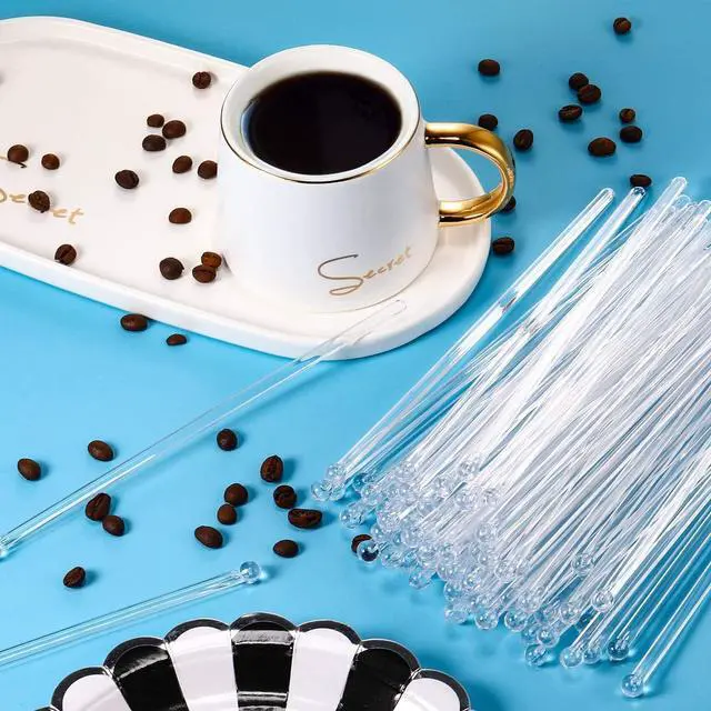 Alt view image 5 of 6 - 100 Pieces Ball Head Stirrer Disposible Plastic Round Top Crystal Swizzle Sticks, Crystal Cake Pops, Cocktail Coffee Drink Stirrers (Clear)