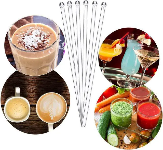 Alt view image 3 of 6 - 100 Pieces Ball Head Stirrer Disposible Plastic Round Top Crystal Swizzle Sticks, Crystal Cake Pops, Cocktail Coffee Drink Stirrers (Clear)