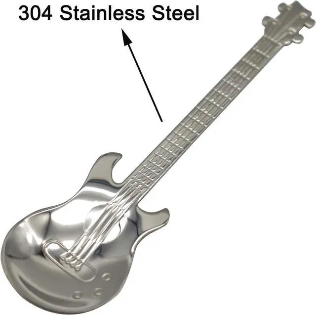 Alt view image 4 of 7 - Maydahui 6 PCS Guitar Spoons Music Note Teaspoon Set 18/10304