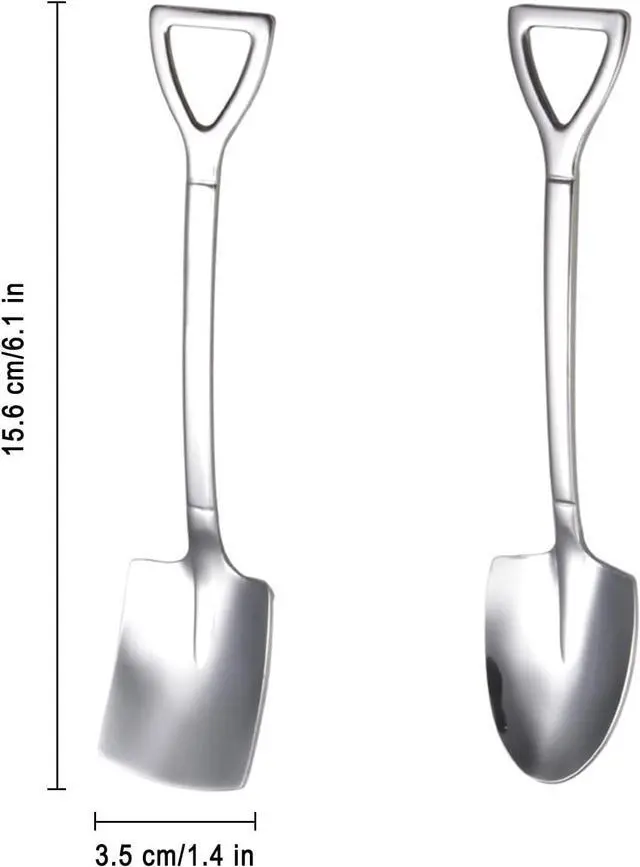 Alt view image 3 of 7 - 10Pcs Shovel Spoons Stainless Steel Spoon Reusable Dessert Spoons for Coffee Tea Ice Cream Fruit Sugar Cake