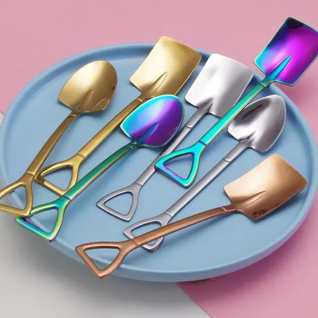 Alt view image 7 of 7 - 10Pcs Shovel Spoons Stainless Steel Spoon Reusable Dessert Spoons for Coffee Tea Ice Cream Fruit Sugar Cake