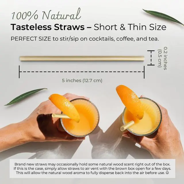 Alt view image 4 of 7 - EcoPreps 5 Short Biodegradable Sugarcane Cocktail Straws, Coffee Stirrers