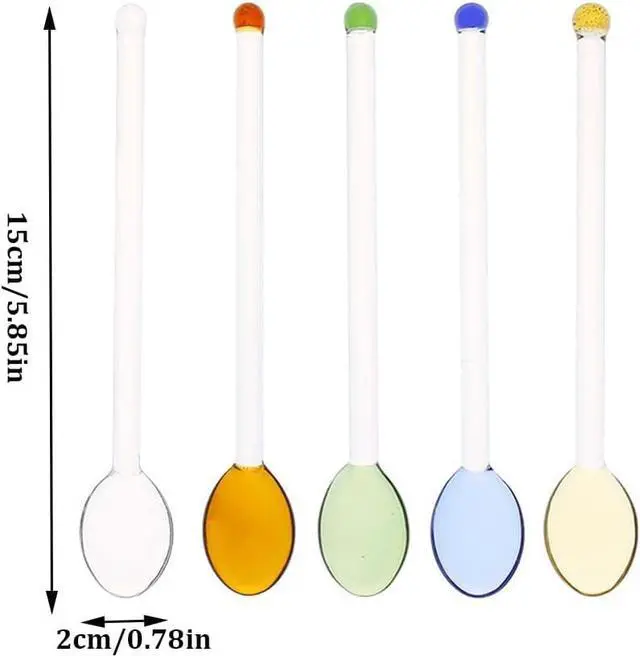 Alt view image 2 of 6 - 5 Pieces Glass Spoons for Coffee Teaspoons Glass Stirring Spoon Rod 5.9 inch Coffee Stirrers Ice Tea Spoon Glass Mixing Spoon for Tea SugarHome Bar Party