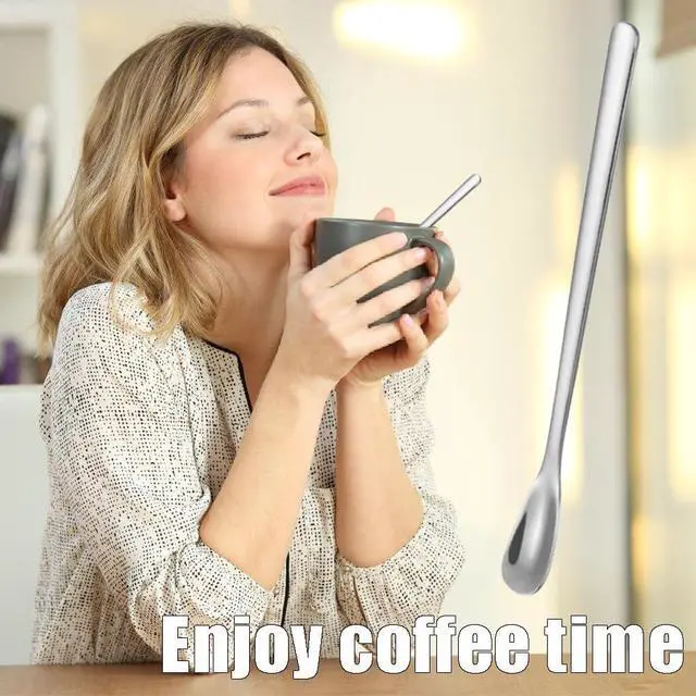 Alt view image 5 of 7 - Ouliget Stainless Steel Coffee Stirring Spoon,Silver Coffee Stir Sticks Drink Spoons,Long Handle Tea Coffee Spoons Tiny Salt Condiment Spoon,Coffee Bar Accessories,6 Inches,8 Pieces