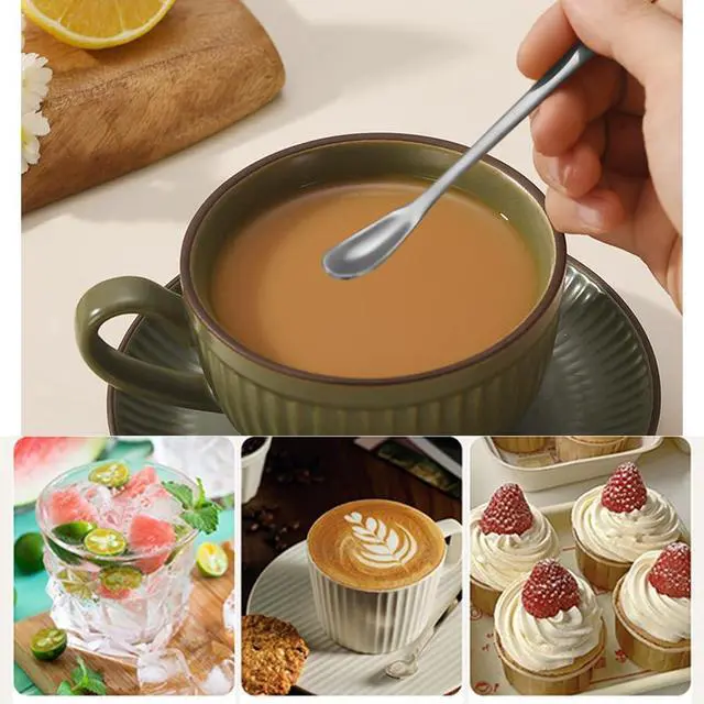 Alt view image 6 of 7 - Ouliget Stainless Steel Coffee Stirring Spoon,Silver Coffee Stir Sticks Drink Spoons,Long Handle Tea Coffee Spoons Tiny Salt Condiment Spoon,Coffee Bar Accessories,6 Inches,8 Pieces