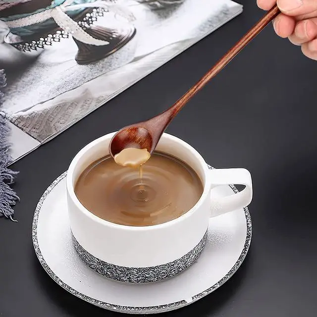 Alt view image 5 of 7 - 6Pcs Small Wood Coffee Spoons for Serving Honey Jars Stir Wooden Tablespoon