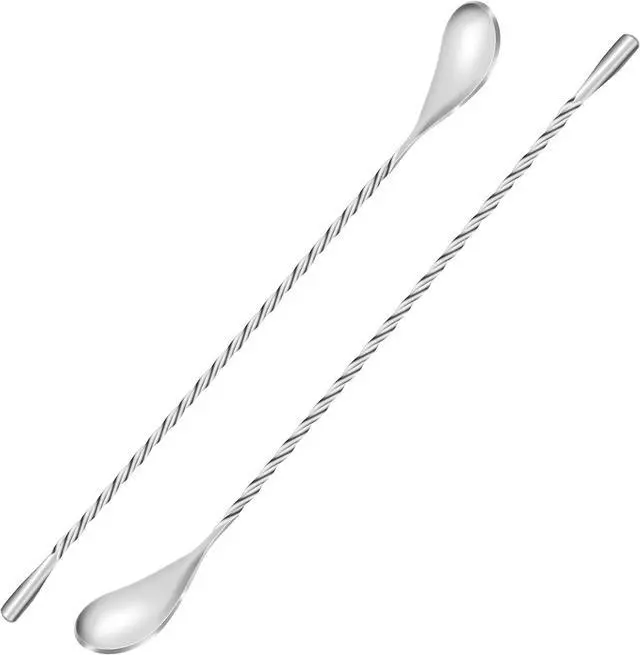 Main image of 2 Pcs 12 Inch Bar Mixing Spoon Cocktail Spoon Stainless Steel Bar Long Spoon With Spiral Pattern