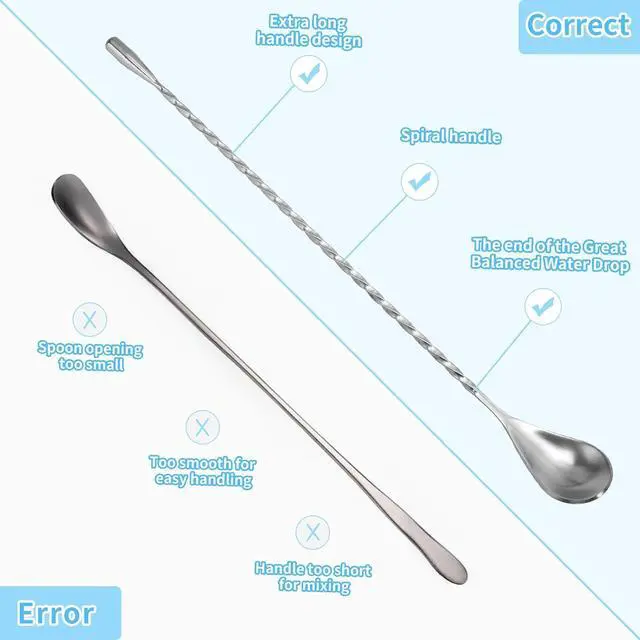 Alt view image 3 of 6 - 2 Pcs 12 Inch Bar Mixing Spoon Cocktail Spoon Stainless Steel Bar Long Spoon With Spiral Pattern
