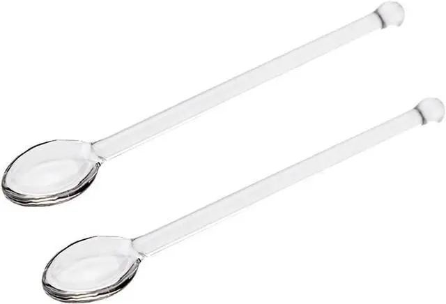 Main image of GSHLLO 2 Pcs Clear Glass Spoons Tea Stirring Spoon Coffee Mixing Long Handle Cocktail Spoons Transparent Dessert Spoon for Drinks Milk