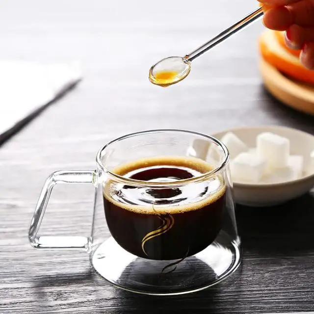Alt view image 4 of 5 - GSHLLO 2 Pcs Clear Glass Spoons Tea Stirring Spoon Coffee Mixing Long Handle Cocktail Spoons Transparent Dessert Spoon for Drinks Milk