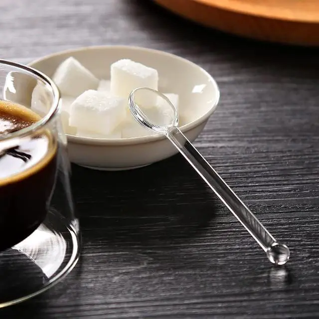Alt view image 3 of 5 - GSHLLO 2 Pcs Clear Glass Spoons Tea Stirring Spoon Coffee Mixing Long Handle Cocktail Spoons Transparent Dessert Spoon for Drinks Milk
