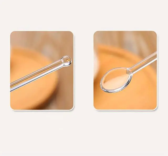 Alt view image 5 of 5 - GSHLLO 2 Pcs Clear Glass Spoons Tea Stirring Spoon Coffee Mixing Long Handle Cocktail Spoons Transparent Dessert Spoon for Drinks Milk
