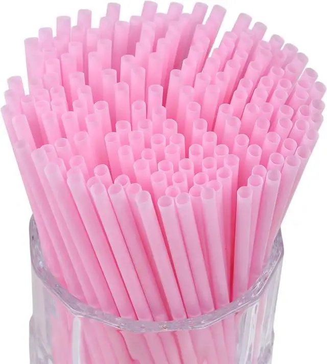 Main image of 500 Pack 5.12 Inch Pink Plastic Straws Disposable Sipping Straws for Coffee Cocktail