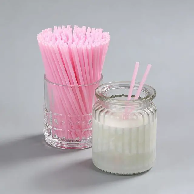 Alt view image 7 of 7 - 500 Pack 5.12 Inch Pink Plastic Straws Disposable Sipping Straws for Coffee Cocktail