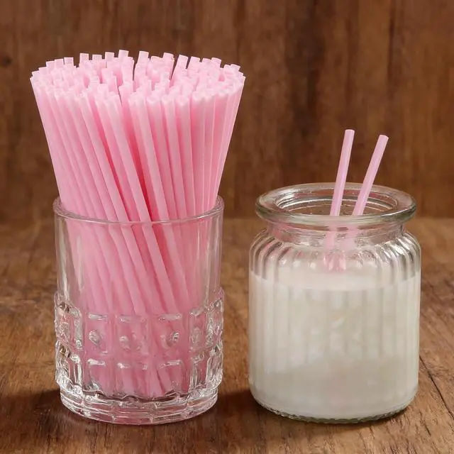 Alt view image 2 of 7 - 500 Pack 5.12 Inch Pink Plastic Straws Disposable Sipping Straws for Coffee Cocktail