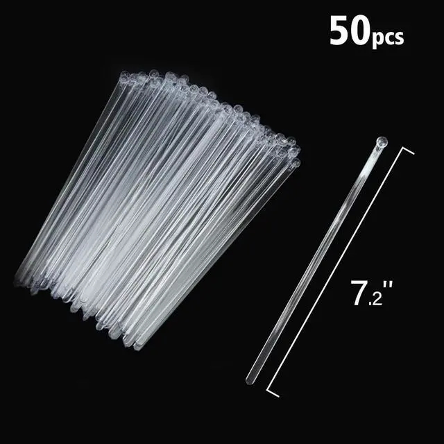 Alt view image 6 of 7 - 50 PCS Clear Plastic Swizzle Sticks, Crystal Cake Pops, Cocktail Stirrers