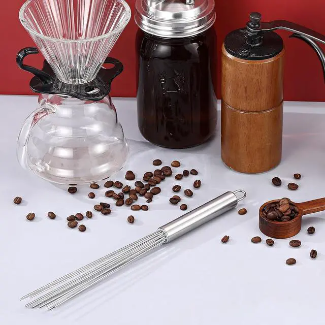 Alt view image 3 of 7 - Baderke 1 Pcs Barista Whisk Tool 11.5 Inch Long Handle 10 Needles Stirrer