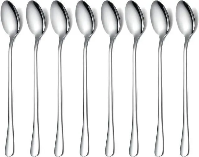Main image of Premium Stainless Steel Ice Cream and Cocktail Spoons - Set of 8 (Silver)