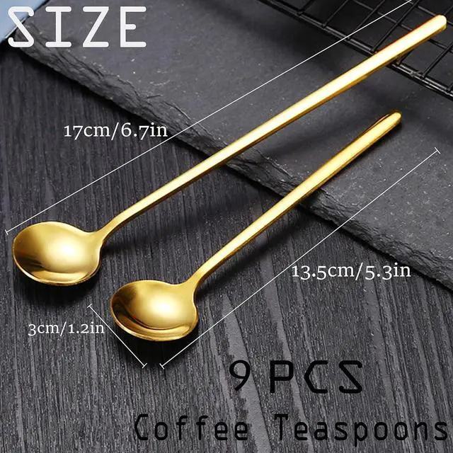 Alt view image 2 of 6 - 9 PCS Coffee Spoons Espresso Teaspoon, PBIEHSR Stainless Steel Two Different Lengths Tea Spoon for Stirring Coffee Bar Accessories (Gold)