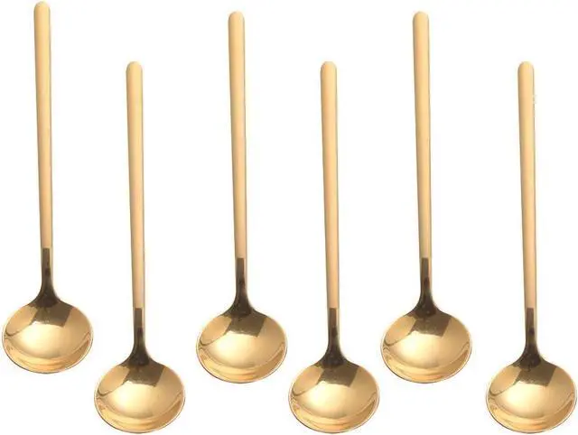 Main image of 6 PCS Gold Coffee Spoons, 18/8 Stainless Steel Espresso Spoons, 5.2 Inches Vogue Mini Tea Spoon, Cappuccino Stirring Small Spoon for Dessert, Ice Cream, Frosted Handle, Sweejar (Gold)