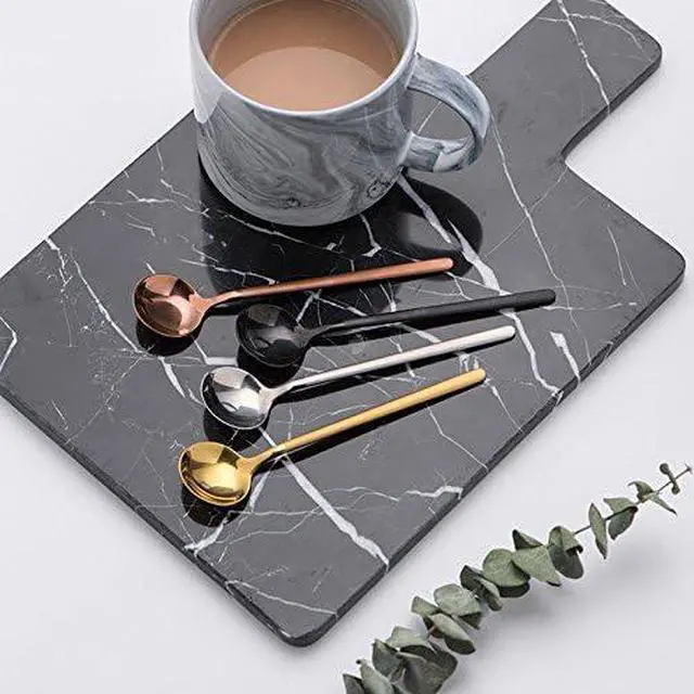 Alt view image 5 of 7 - 6 PCS Gold Coffee Spoons, 18/8 Stainless Steel Espresso Spoons, 5.2 Inches Vogue Mini Tea Spoon, Cappuccino Stirring Small Spoon for Dessert, Ice Cream, Frosted Handle, Sweejar (Gold)