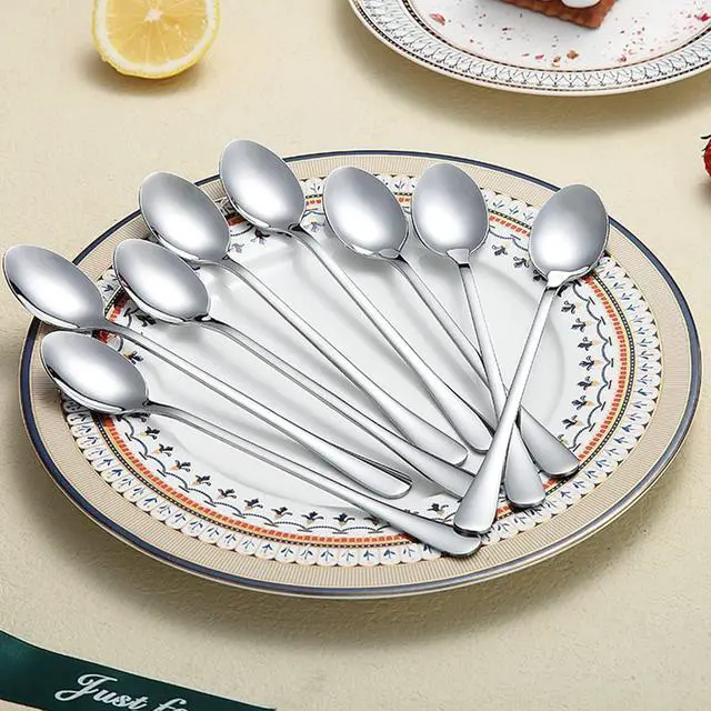 Alt view image 3 of 7 - Premium Stainless Steel Ice Cream and Cocktail Spoons - Set of 8 (Silver)