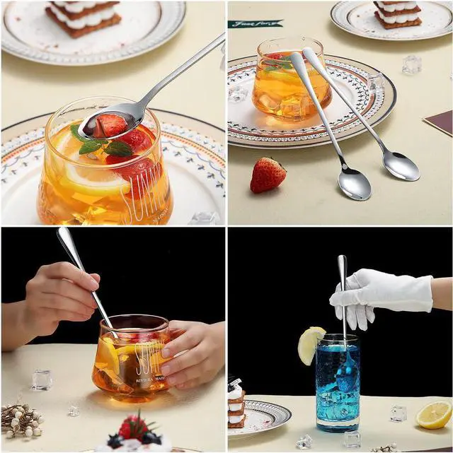 Alt view image 5 of 7 - Premium Stainless Steel Ice Cream and Cocktail Spoons - Set of 8 (Silver)