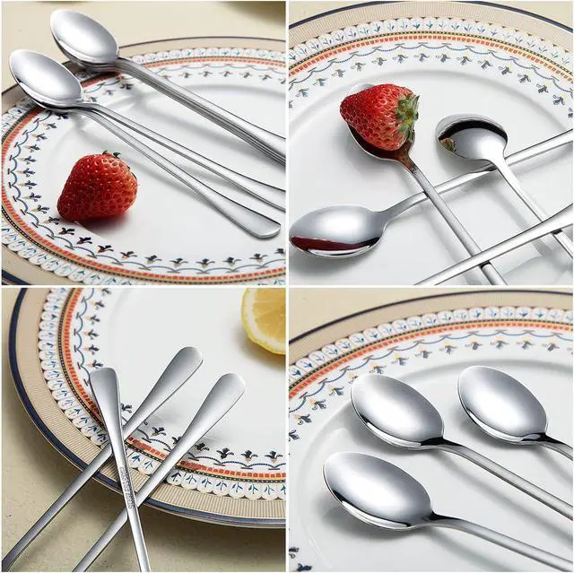 Alt view image 6 of 7 - Premium Stainless Steel Ice Cream and Cocktail Spoons - Set of 8 (Silver)