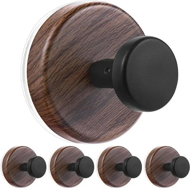 Main image of Decorative Suction Cup Hooks, Wreath Hanger, Multi-Purpose Wall Mount for Bathroom, Kitchen, Door, Window, Easy Install 5PCS (Wood Grain)