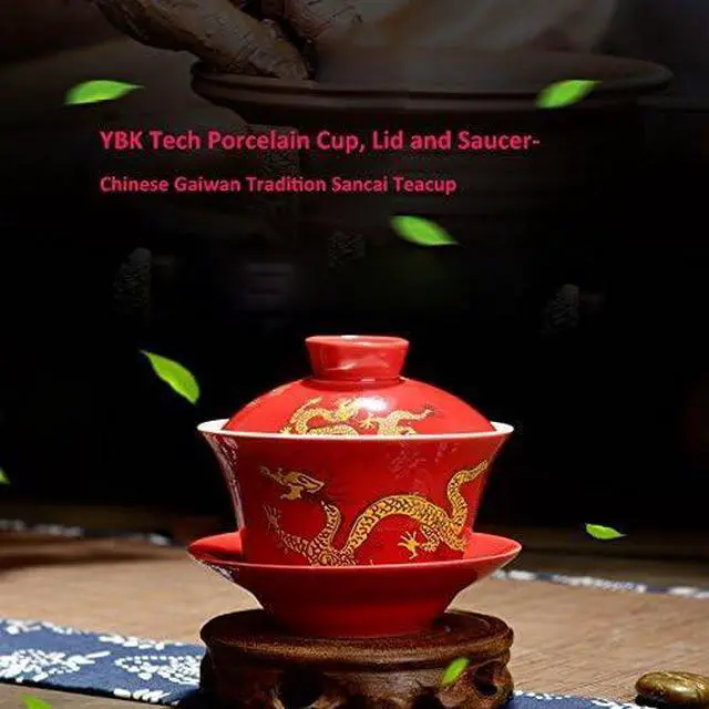 Alt view image 5 of 6 - Ceramic Kung Fu Teacup, Chinese Gaiwan-Dragon (Black)